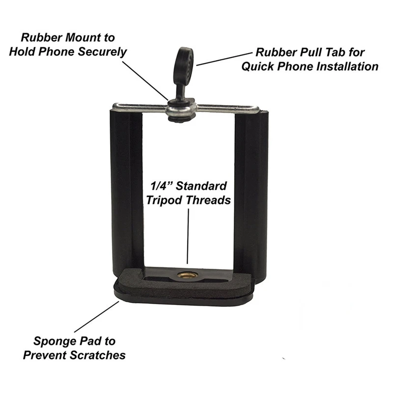 Waterlowrie-Phone-Holder-Tripod-for-Universal-Stand-with-1-4-inch-Nut-Screw-Hole-Selfie-Stick