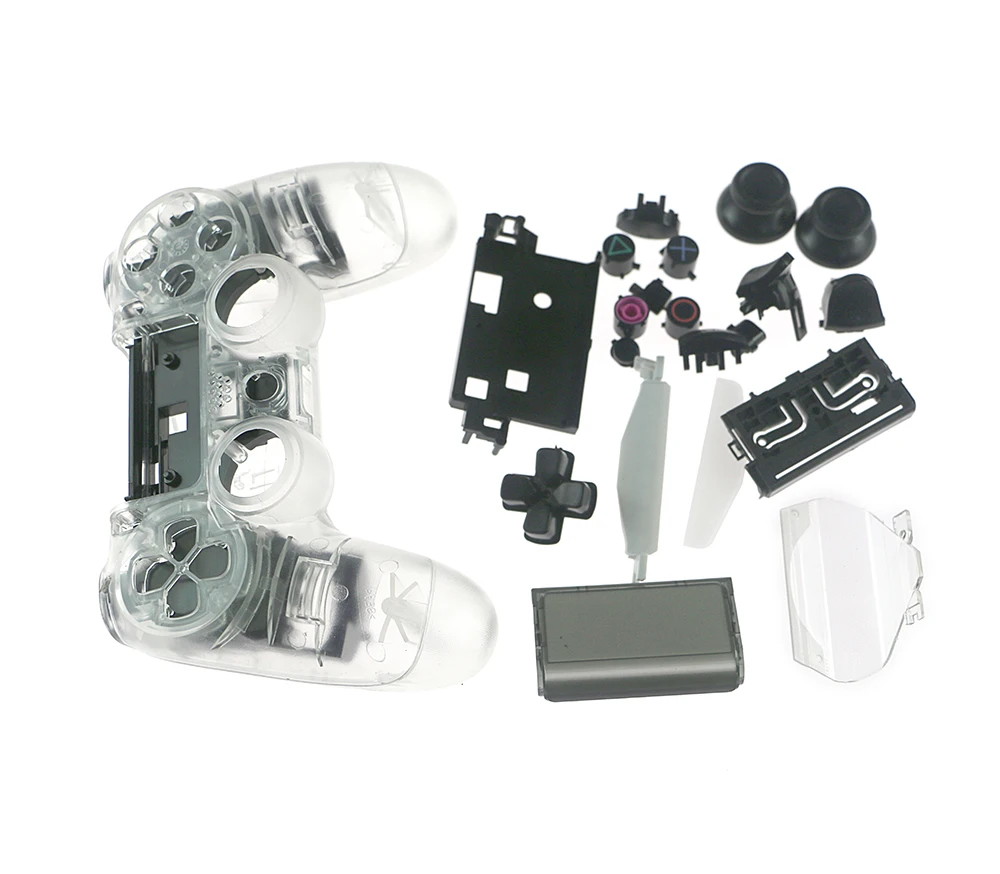 

For PS4 Pro JDS 040 JDM 040 Controller Transparent Crystal Full Set Housing Shell buttons mod kit Faceplate Replacement