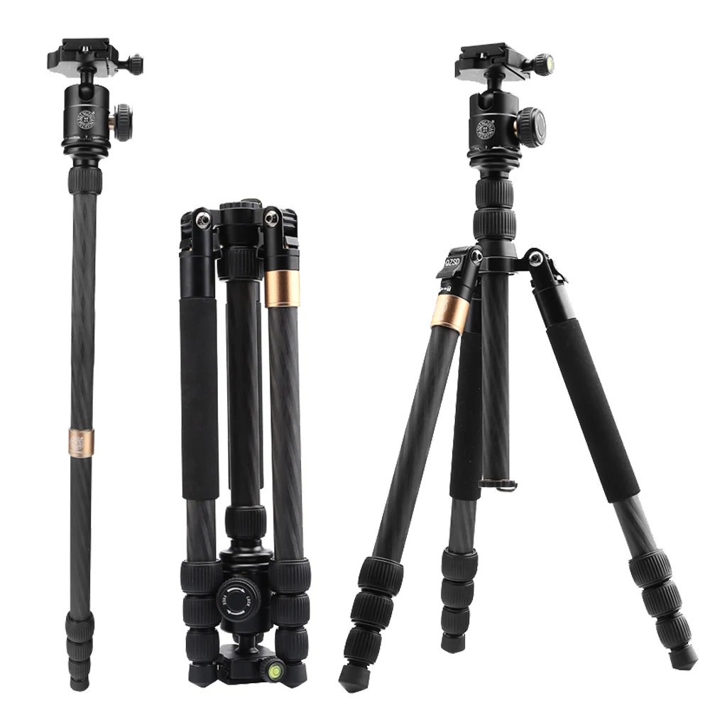 

QZSD Q668SC Professional carbon fiber tripod for camera travel dslr tripod for video digital 10kg load ball head tripod camera