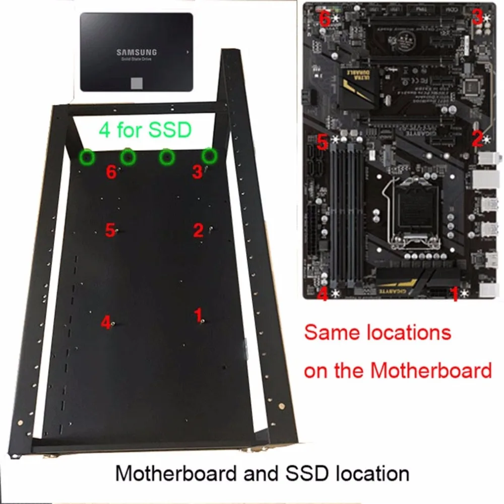 Открытая воздушная рама Ферма для майнинга оверли ЧЕХОЛ СТОЙКА ДЛЯ 6 GPU для ETH компьютерное шасси Шахтер рамка чехол для эфириума для биткоина