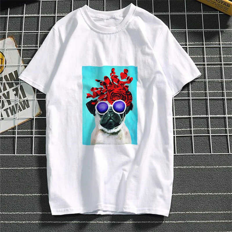 

Flower Dog Tumblr T shirt Women Cotton Harajuku Aesthetic 2019 Short Sleeve Tshirt Plus Size Gothic Femme Top Tee Clothes