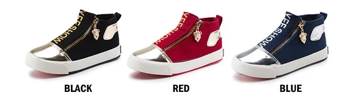 New Metal Sheep Zip Kids Shoes 2016 High Solid Canvas Children Shoes Spring Autumn Rubber Cotton Fabric Baby Boy Girl Sneaker 440 (2)