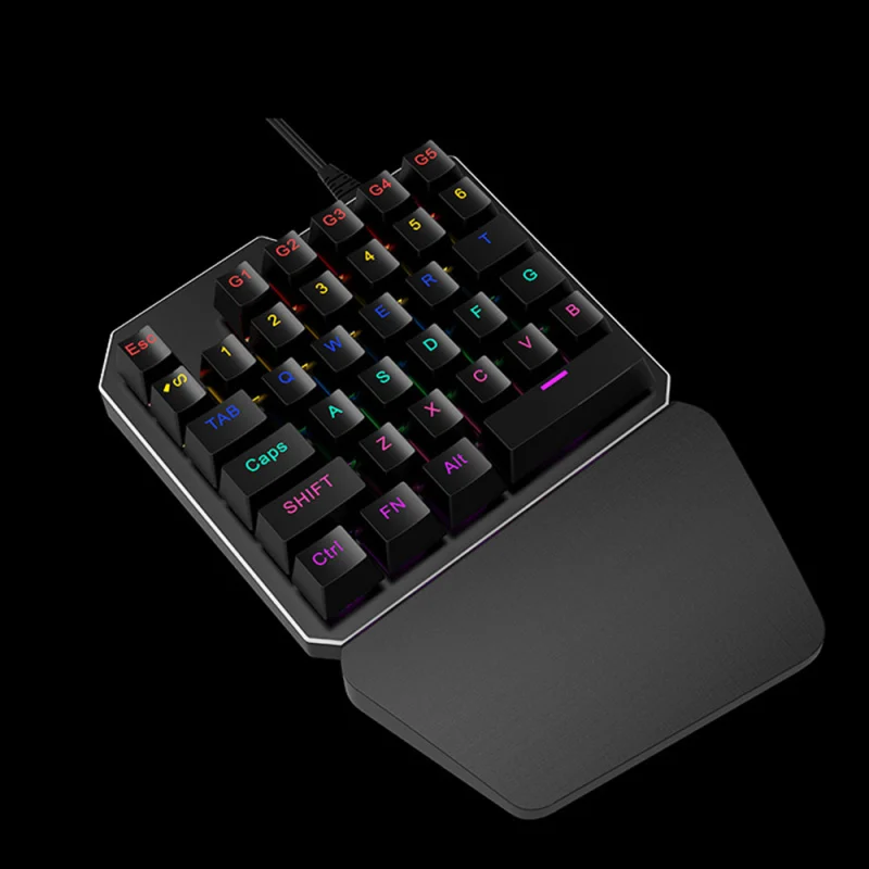 HXSJ Новая Механическая клавиатура с одной рукой 35 клавишная игровая клавиатура красочная светящаяся мини-клавиатура подходит для ноутбука ПК