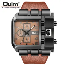 Oulm 3364 часы для мужчин роскошный кожаный ремешок водостойкий Спортивный Кварцевый Хронограф военные часы мужские часы Relogio Masculino
