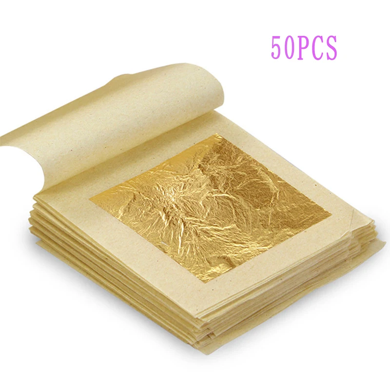 

20/50PCS Pure 24k Gold Leaf Sheets Book Food Grade Edible Crafts 4.3*4.3cm Gold Leaf Sheets high quality