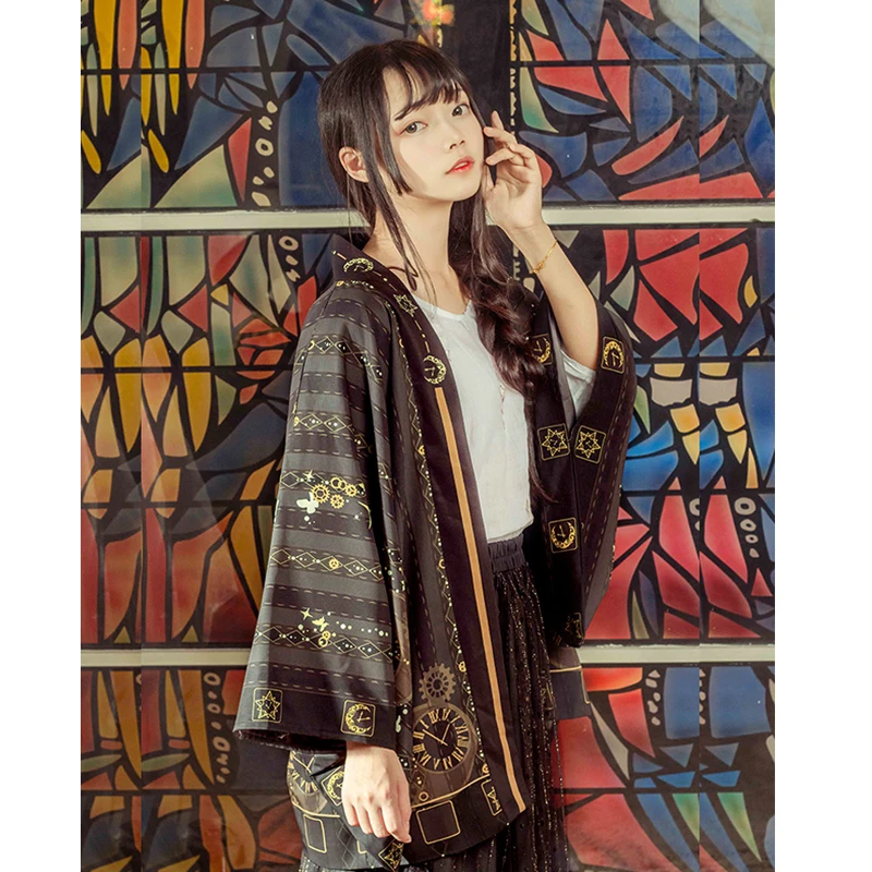 2019 Summer Harajuku Blouse Women shirts Kimono Cardigan Japanese Printed Loose Tops Blusas womens tops and blouses Man gothic