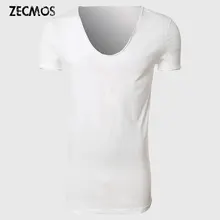 Longline T Shirt Top Tees Extra Long Tee Shirts For Men V Neck Line Skateboard Hip Hop Japan T-Shirt Male Fashion Boys Plain
