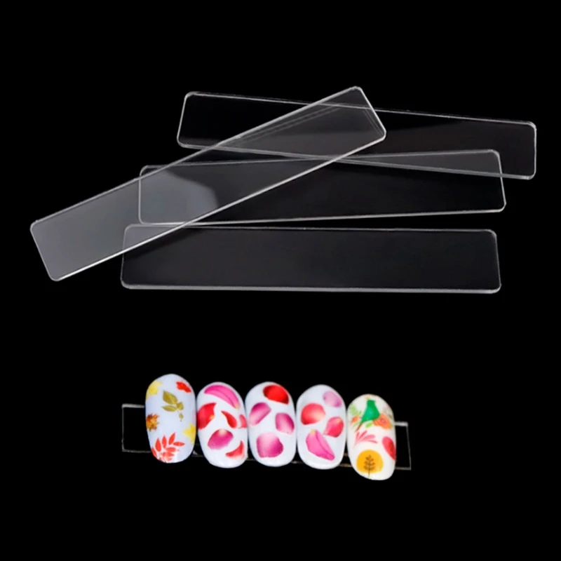 

10Pcs Clear Acrylic Nail Art Tips Strips Training Practice Display Stand Holder