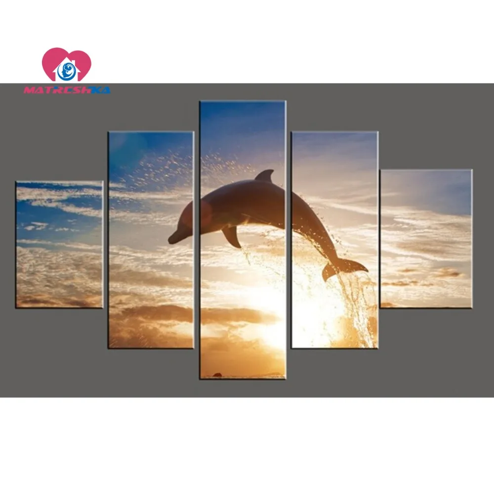 Diamond embroidery landscape dolphin Painting rhinestones Mosaic pictures handicraft Pictures crystals 5d rhinestone art drill