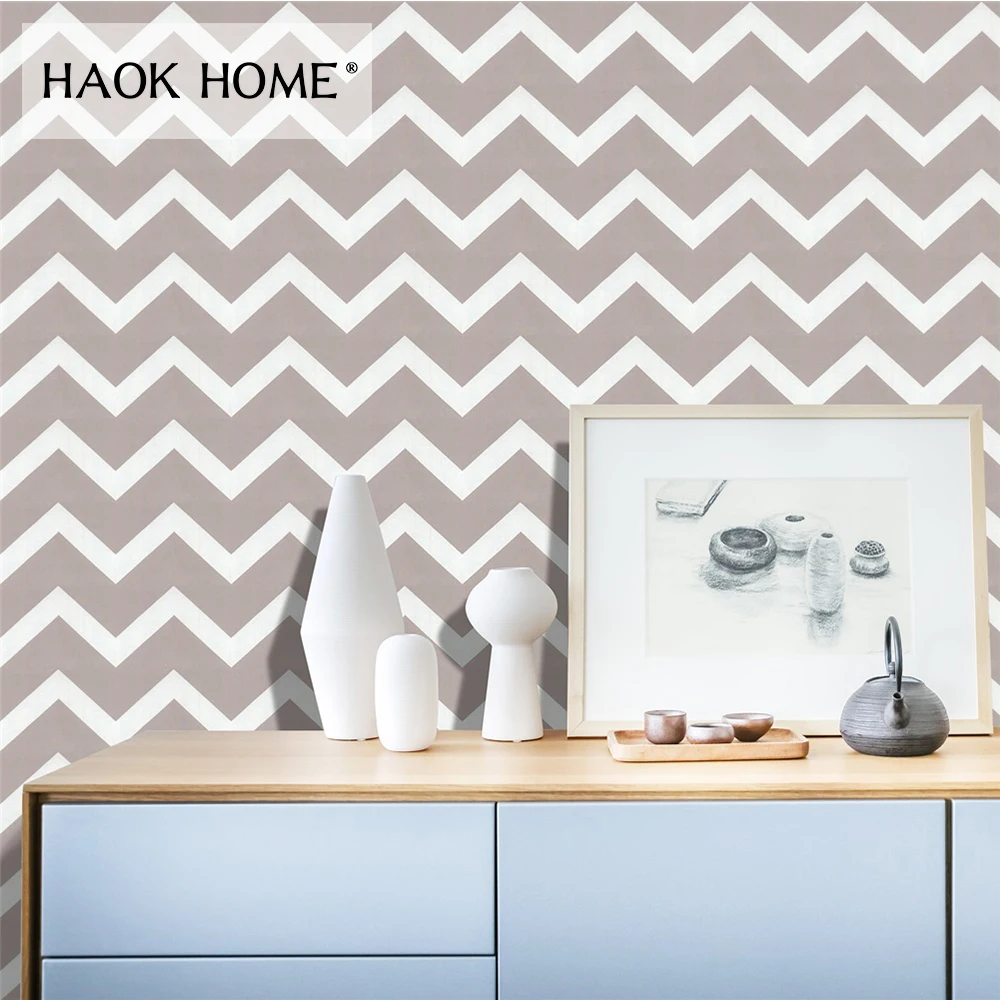 HaokHome современный кривой/волна стены Бумага очистить и наклеить серый
