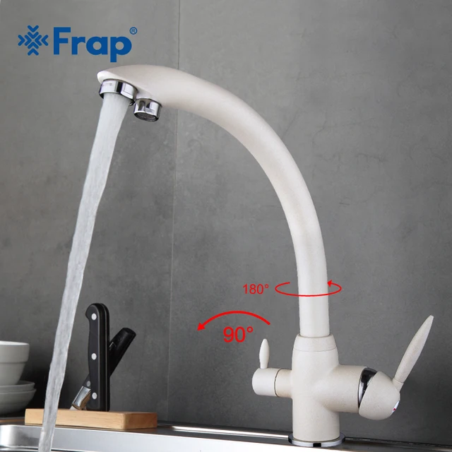 Best Offers Frap New Arrival Kitchen Faucet Deck Mounted Mixer Tap 180 Degree Rotation with Water Purification Features Nickle F4399-8