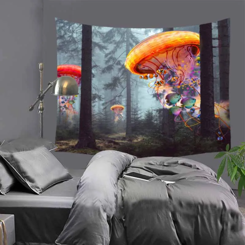 Psychedelic лес рисунок печать гобелен Хиппи Мандала настенные богемные покрывала