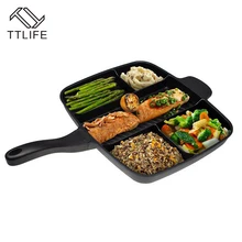 TTLIFE 5 en 1 Negro Aleación De Aluminio Freidora Sartén Antiadherente Sartén 5 Rejillas Grill Horno Sartén Cocina Doméstica herramientas