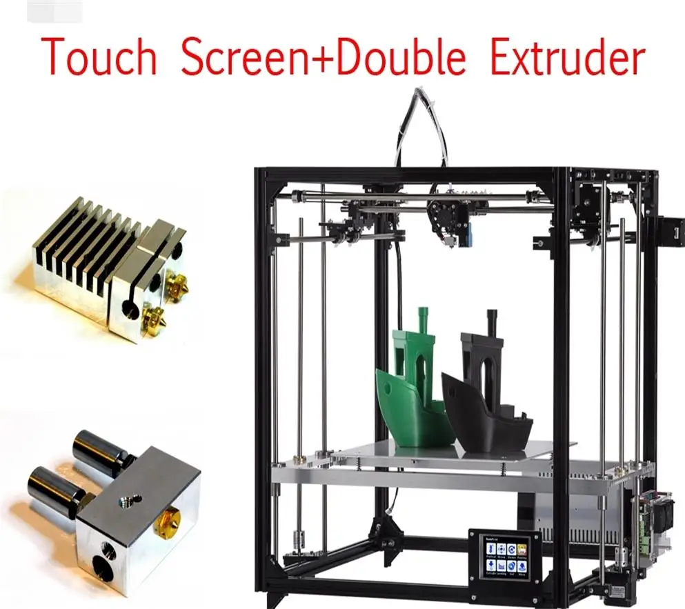 Beste Big size Print gebied 3d printer X5S DIY kits aluminium profiel seal 12864 LCD controller bowden extruder Grote heatbed plaat