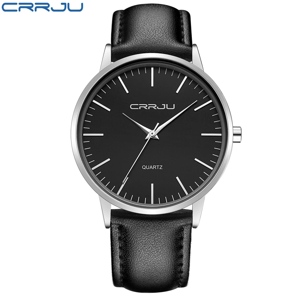 Relógios dos Homens Marca de Luxo Relógio de Quartzo Desportivos de Couro de Negócios Crju Ultra Fino Homens Moda Casual Relógios Relógio Masculino 7mm Top