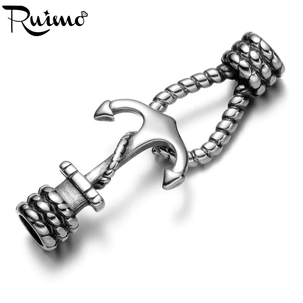 

REAMO 316l Stainless Steel 5mm Big Hole Size Anchor Chains Hook Clasp Connector Charms For DIY Leather Bracelet Jewelry Finding