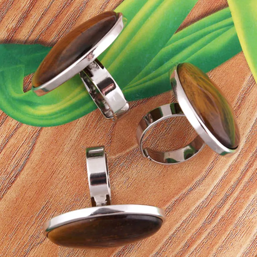 

Kraft-beads Silver Plated Irregular Shape Resizable Natural Tiger Eye Stone Engagement Ring For Men Jewelry