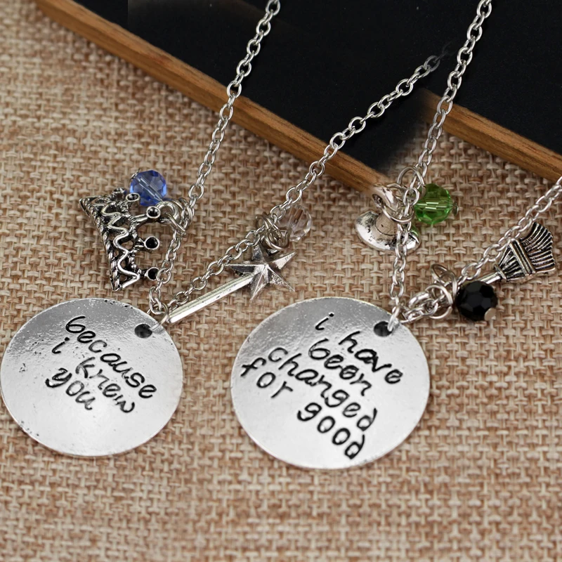 

Wicked the Musical Necklace Set"Because I knew you" "I have been Change for Good"the Magic Wand Collier Femme Bijoux Necklace