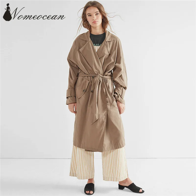 England Style Loose Trench Coats Double Breasted Button Wind Coat 2017