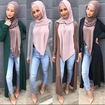 

Muslim Women Long Sleeve Maxi Dress Dubai Cardigan Islamic Open Abaya Jilbab Kaftan Casual Kimono Clothing Middle East Fashion