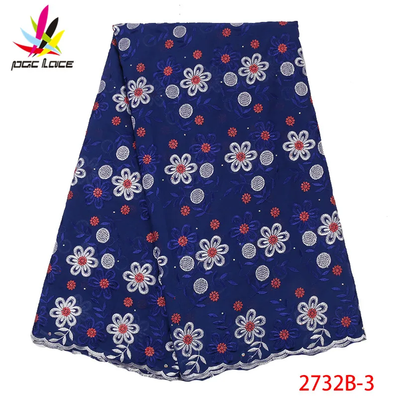 

African Dry Lace Fabric Swiss Voile With Stones Swiss Cotton Lace High Quality 2019 Blue Lace Fabrics For Wedding XZ2732B-3