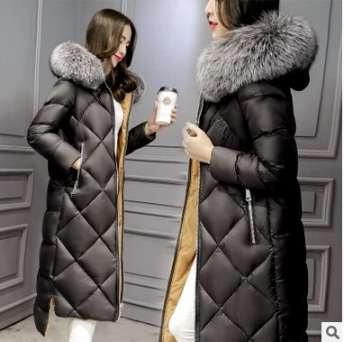 2016 new hot winter Thicken Warm woman Down jacket Coat Parkas Outerwear Hooded fox Fur collar long Slim Luxury End plus size XL