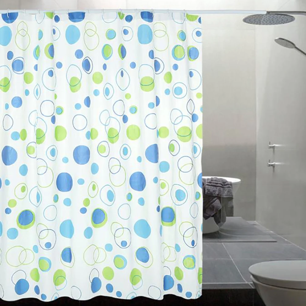 

Waterproof Mildew Proof Shower Curtains With 12pcs Curtain Hooks Rings Smooth Soft Colorful Design Bathroom