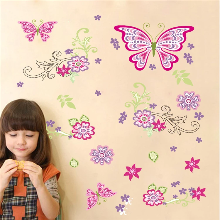 Cute Pink Wall Sticker for Baby Girls Room Living Room Bedroom Backdrop