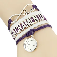 Бесконечность любви Сакраменто браслет Баскетбол Очарование Кожаный Обруч мужские браслеты и браслеты для женщин ювелирные изделия