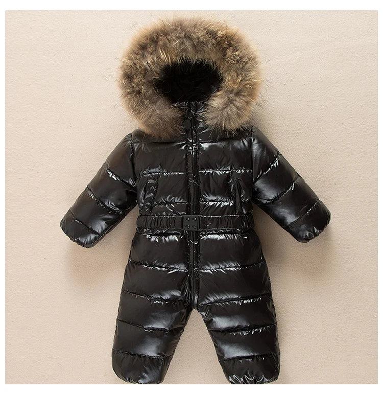 Детский зимний комбинезон; плотное пуховое пальто с мехом для малышей зимняя одежда для новорожденных комбинезоны для мальчиков и девочек; парка; костюмы