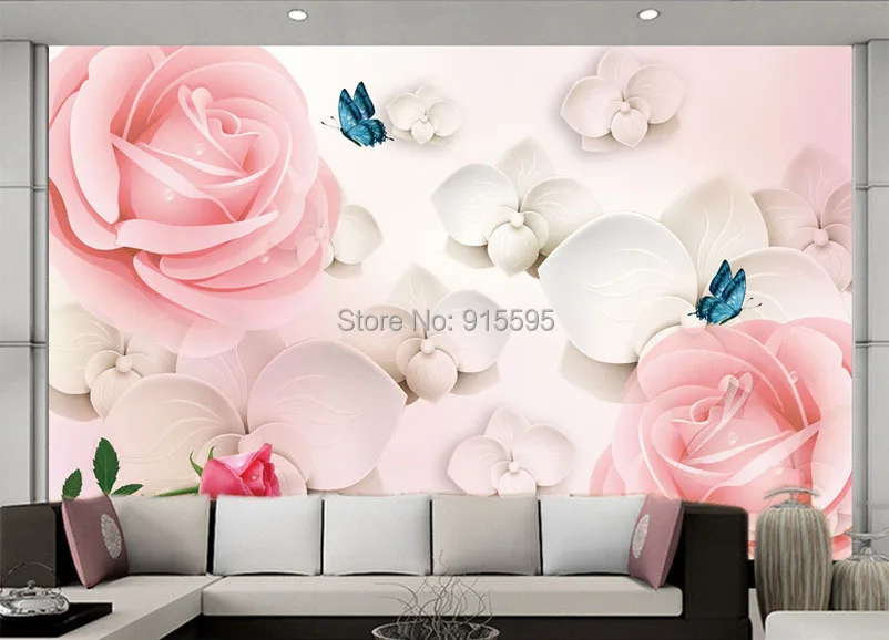 Пользовательские фото обои цветок 3D стереоскопическая Роза ТВ фон украшение стены дома Настенная гостиная живопись обои