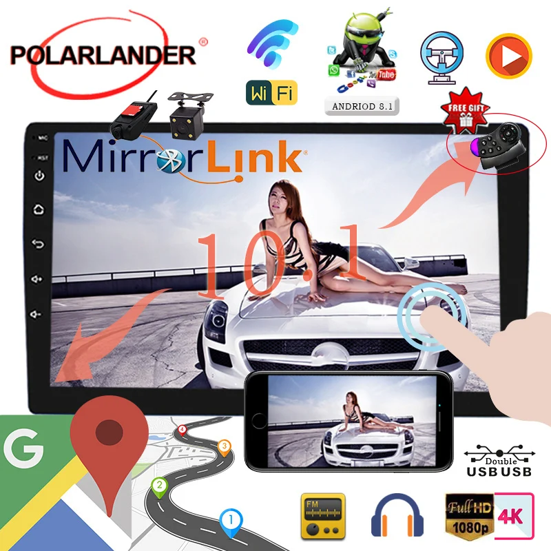 

Android car radio WIFI Bluetooth MP5 Player GPS NAVIGATION 10.1 inch Android 8.1 universal Car Radio Support USB/SD Card 2 din