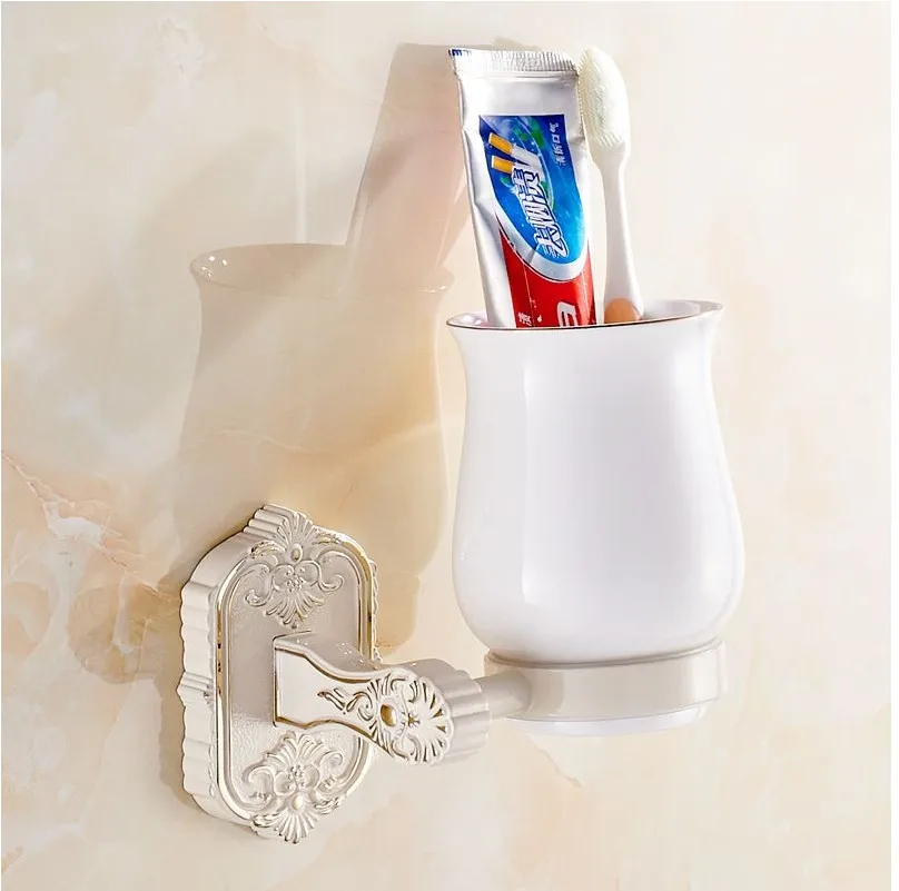 Металлическая ванная комната Серия Европейский современный держатель для полотенец держатель для туалетной бумаги держатель для стакана крючок для халата аксессуары для ванной 2500 - Цвет: Cup Holder