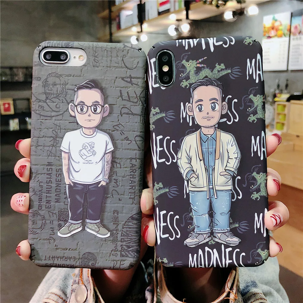 Fashion Boy Couple Phone Case for IPhone 7 8 6 6S Plus New Trend Street Graffiti Illustration Hard Cases X XR XS MAX |