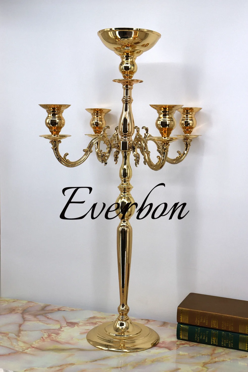 Tall 5 Arms Crystal Candelabras Wedding Candelabrum With Nice Flower