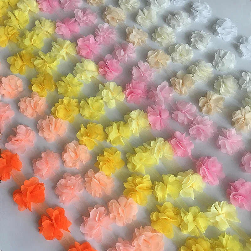 3D Chiffon Flowers DIY lace trim lace ribbon decoration clothes accessories 24 flowers(about 2 yards) 33 colors 6cm Width lace ribbon,lace garment accessories,lace decoration,lace accessories,lace sewing accessories,clothing accessories