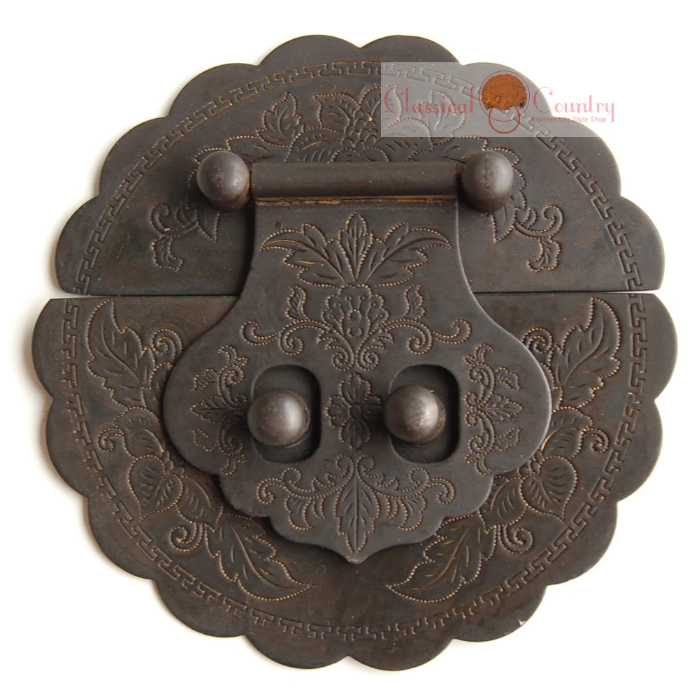 Brass Hasp Latch Catch for Chinese Furniture Trunk Jewelry Box Locking