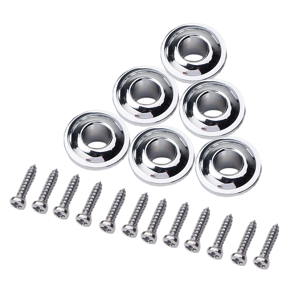 6Pcs Opened Semiclosed Vintage Guitar Tuning Pegs Tuner Machine Heads Conversion Bushings Adapter Ferrules Chrome