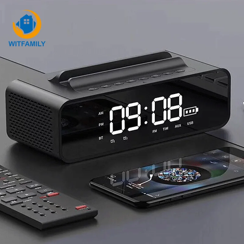 Смарт Будильник беспроводной Bluetooth динамик fm радио Повтор электронные цифровые