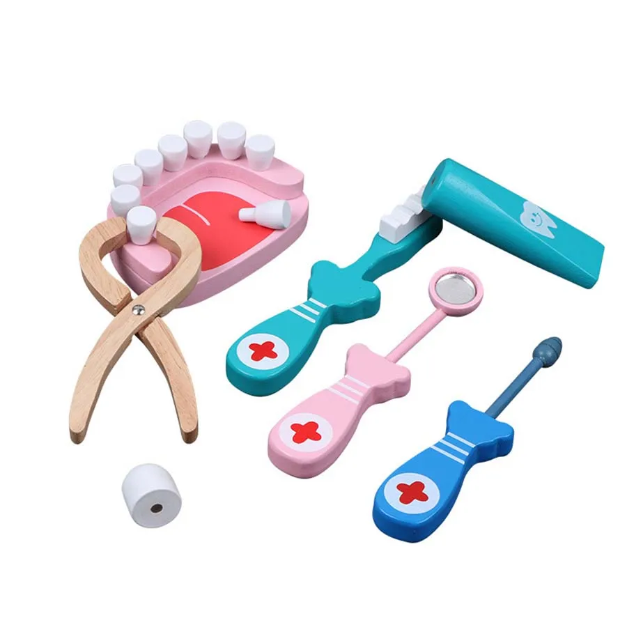 6 шт./компл. доктор игрушки аксессуары Деревянный Забавные Зубная щётка претендует Стоматологическая игрушка для мальчиков подарок для девочек