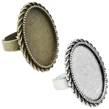 

Fit 18x25mm Oval Cabochons Ring Metal Alloy Blank Setting Bezel Blank Base For DIY accessories Making 10pcs/lot K04636