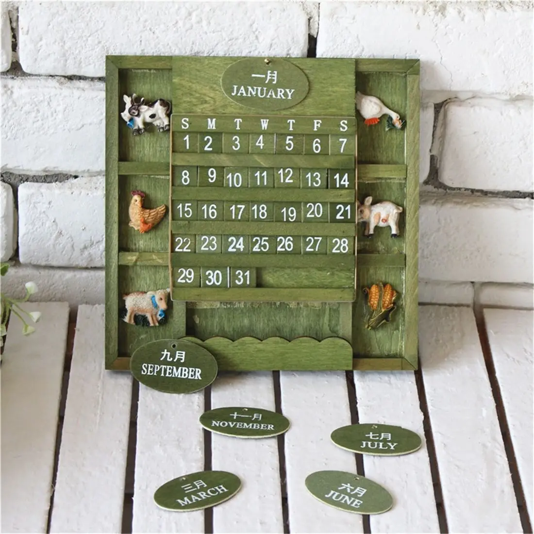 Retro Rustic Bilingual Desktop/Wall Calendar Mediterranean Creative