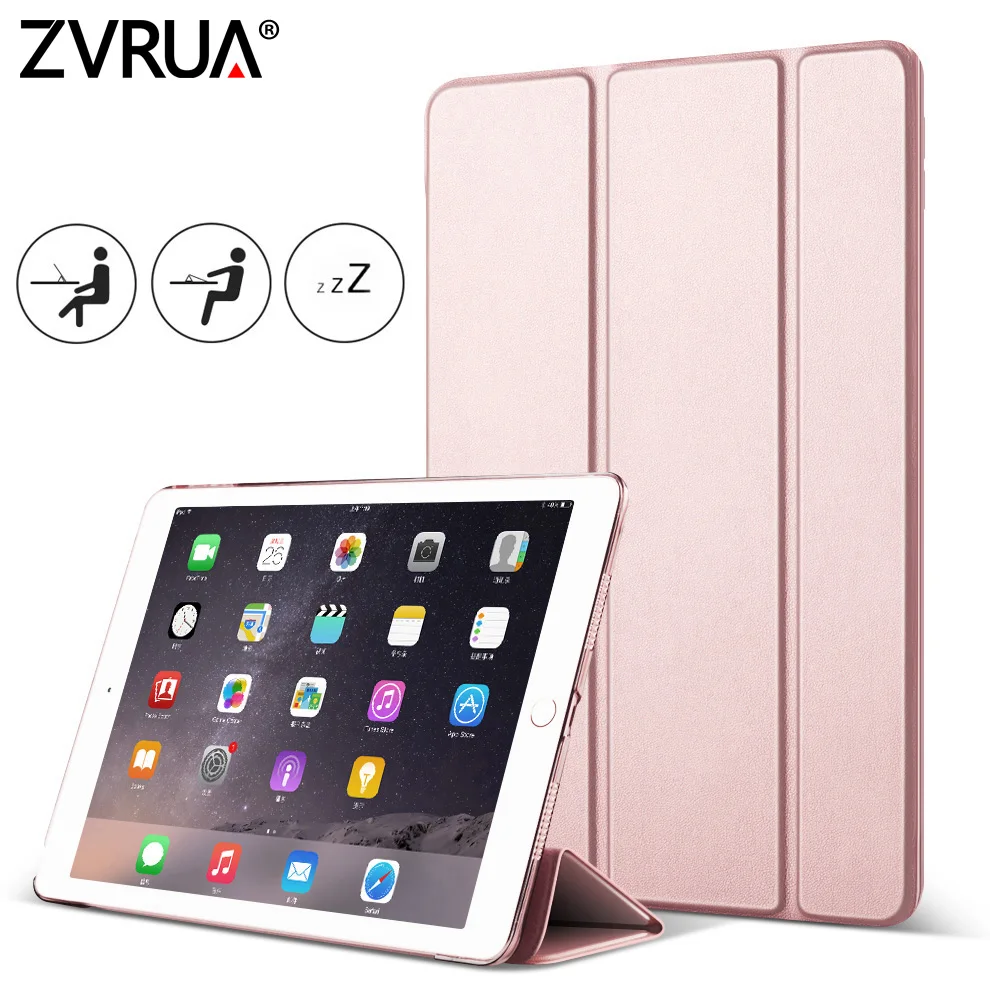 Для iPad Air2 Air1, ZVRUA ура чехол тонкий из искусственной кожи смарт-чехол для Apple iPad Air 1/2 Чехол крепкий стенд Авто Режим сна/Пробуждение