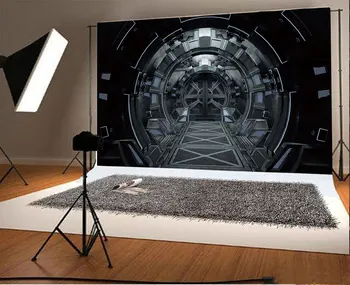 

Spaceship Interior Round Science black photography studio background Vinyl cloth High quality Computer print wall backdrops
