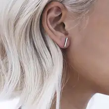 FAMSHIN, панк, Черное золото; серебро; сережки, простая т серьга в виде стержня для женщин и девушек, серьги-гвоздики, хорошее ювелирное изделие, Brincos Bijoux Femme