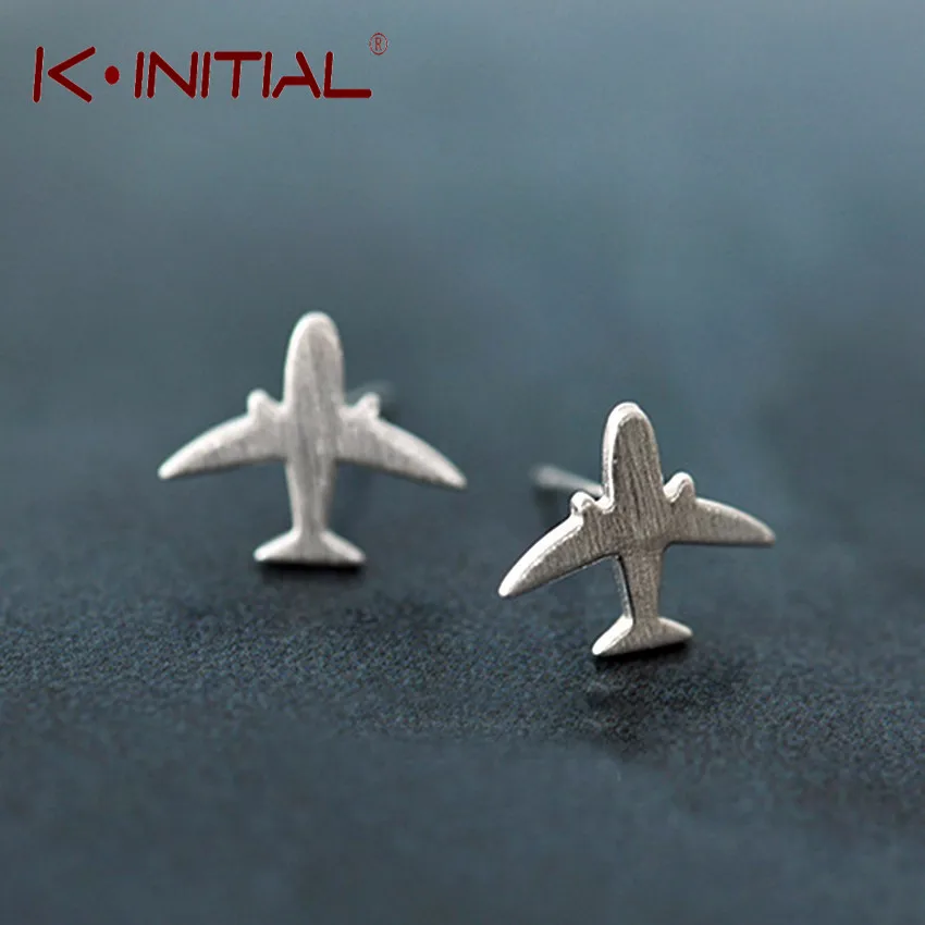 Kinitial 925 Sterling Silver Aircraft Airplane Plane Stud Earrings