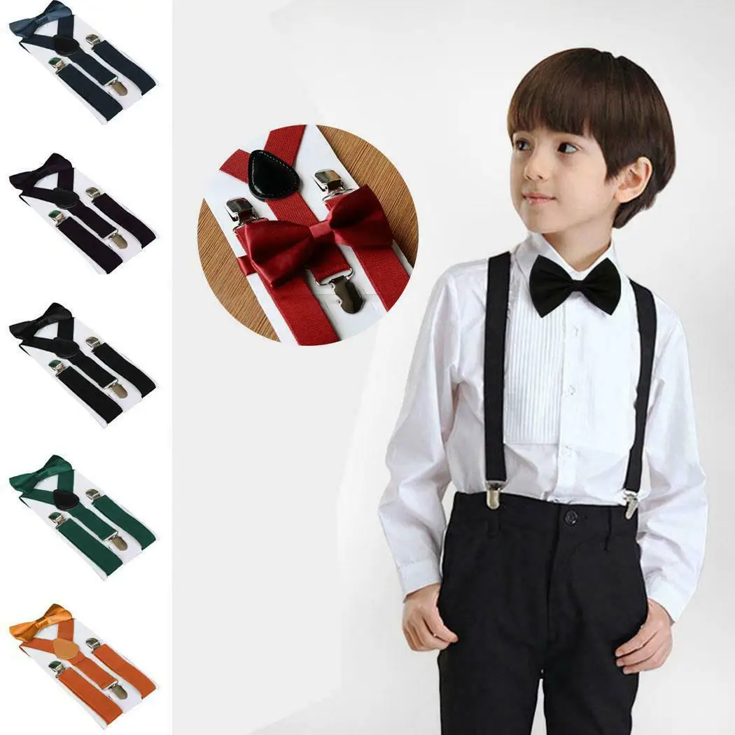 Детские регулируемые эластичные подтяжки с галстуком-бабочкой, брекеты для мальчиков и девочек, подтяжки, Детские свадебные галстуки