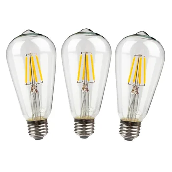 

3PCS Equal 80W 60W 40W LED Edison Bulb 8W 6W 4W Warm White 2700K 120V 220V ST64 E27 Filament Light lampadas home decor Bombillas