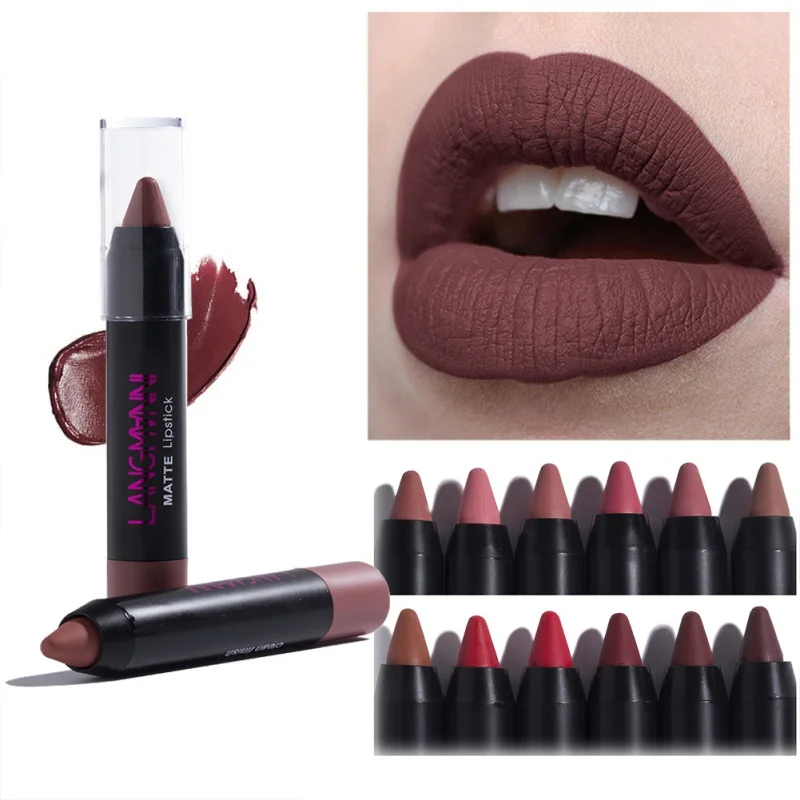 

2019 Charming Red Lips Velvet Matte Lipstick Pencil Cosmetic Long-lasting Lip Tint Pigment Makeup Brown Lipstick