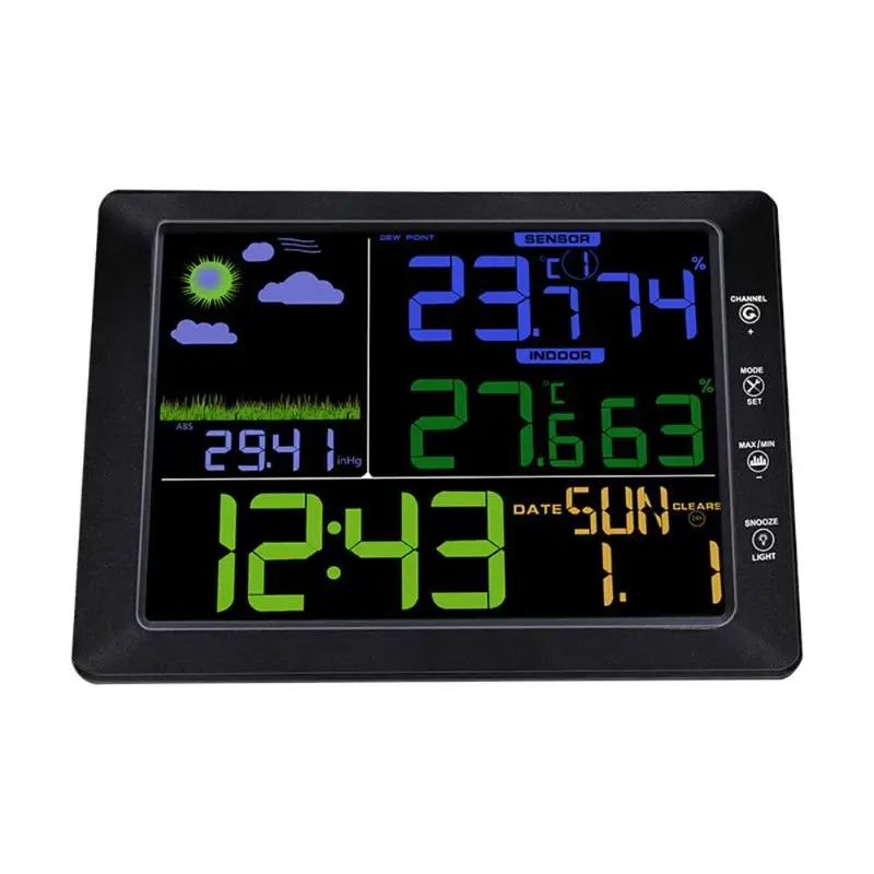 

Outdoor Indoor Wireless Thermometer Hygrometer Weather Station Forecast Temperature Humidity Tester Clock Alarm High Quality